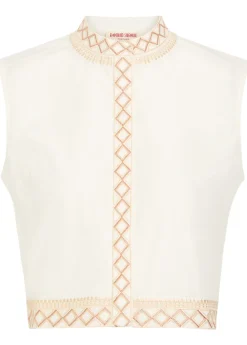 Andorra embroidered cotton-blend top