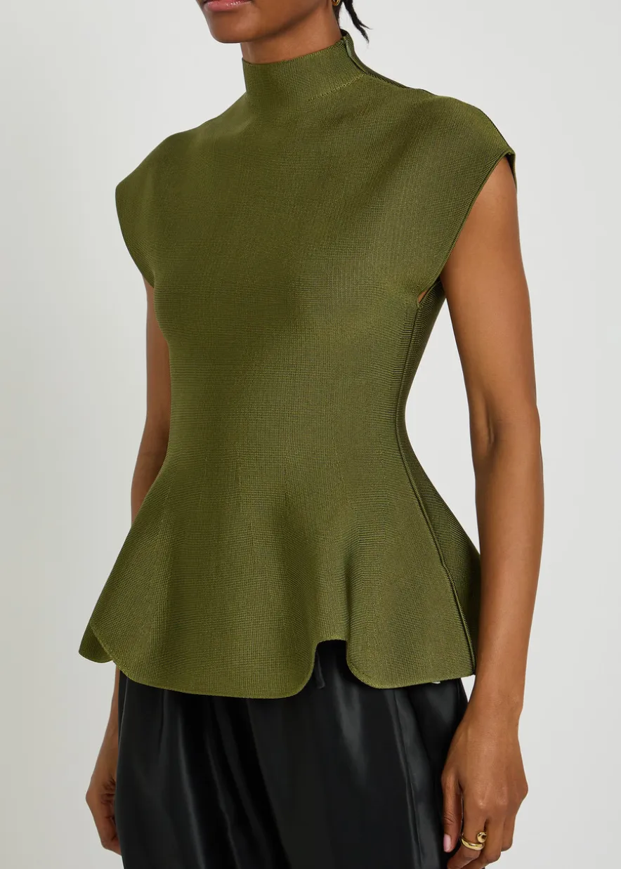 Andra high-neck stretch-knit top