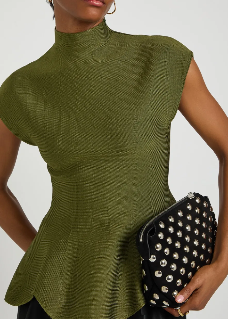 Andra high-neck stretch-knit top