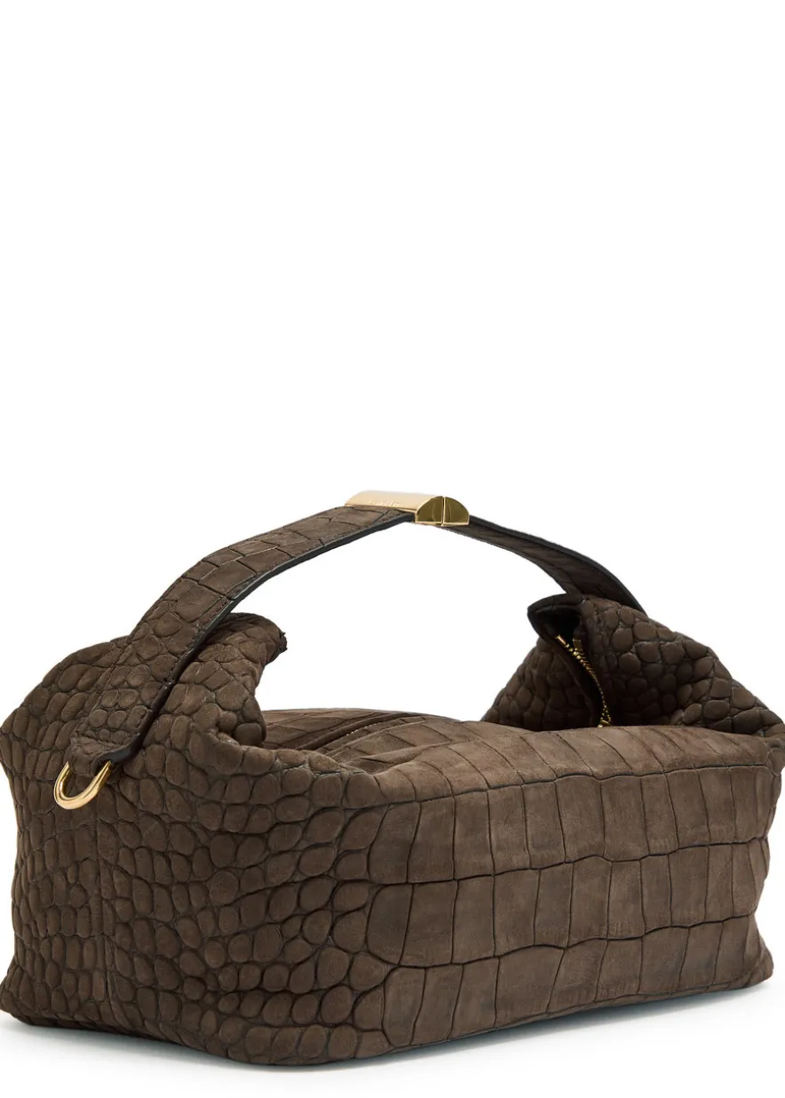 Andy crocodile-effect nubuck top handle bag