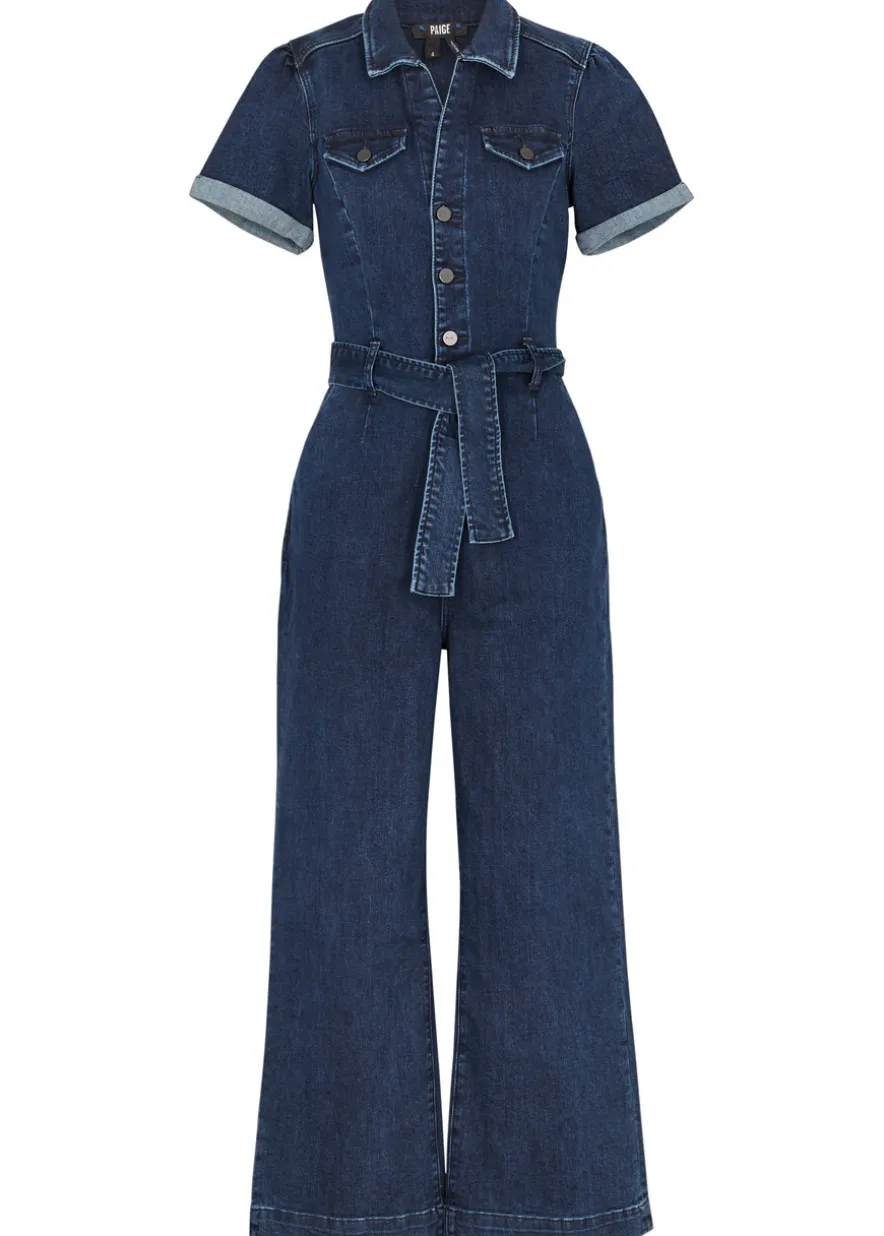 Anessa wide-leg stretch-denim jumpsuit