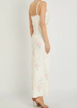 Annabeth floral satin maxi slip dress