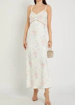 Annabeth floral satin maxi slip dress