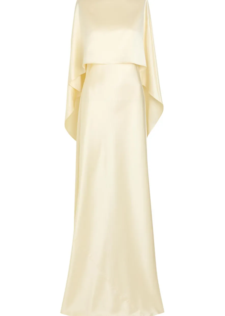 Anna cape silk maxi dress