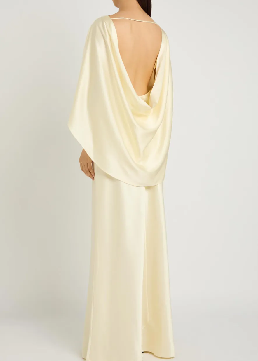 Anna cape silk maxi dress