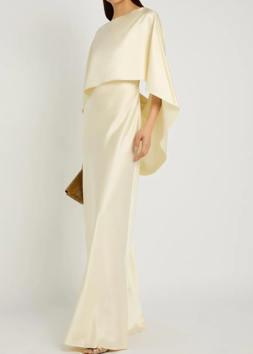 Anna cape silk maxi dress
