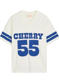 Appliquéd cotton football T-shirt