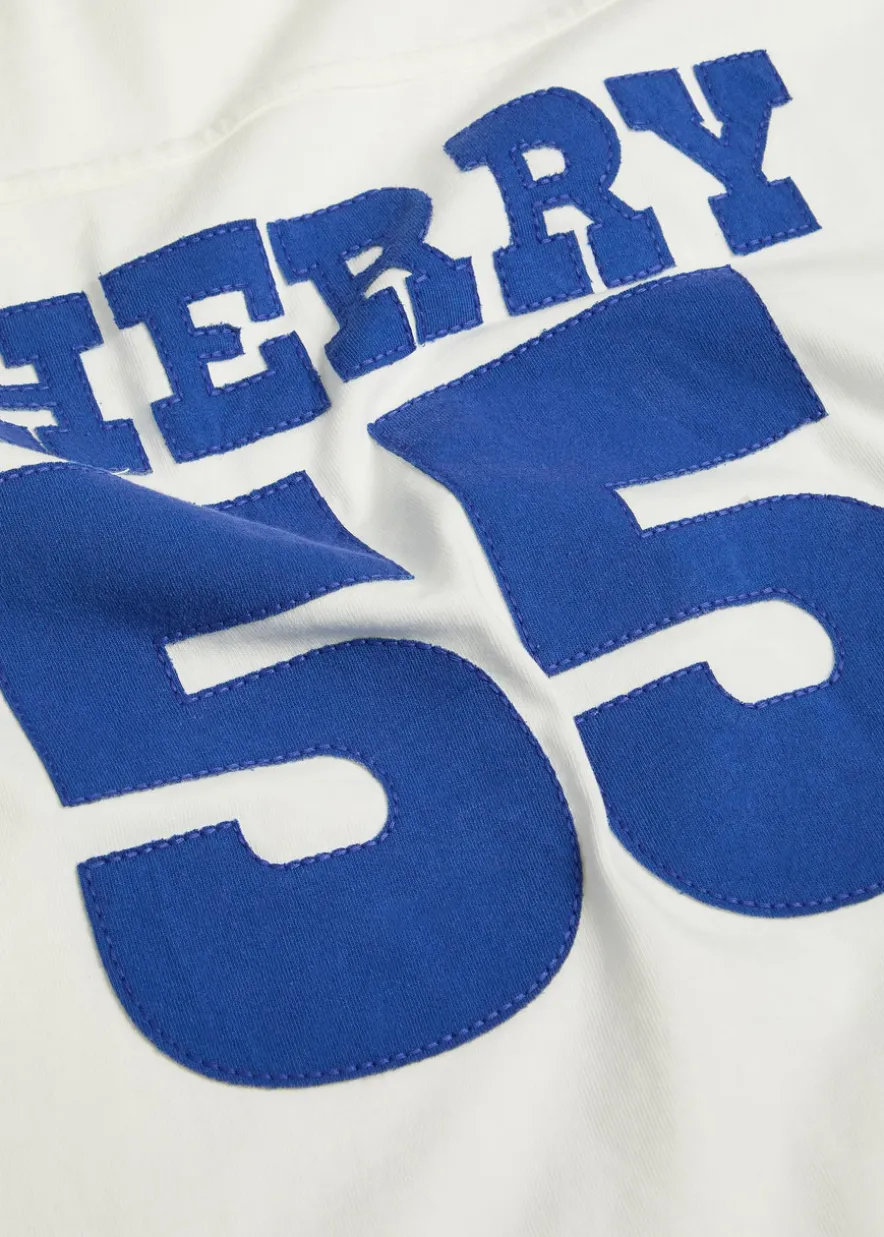 Appliquéd cotton football T-shirt