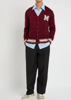 Appliquéd wool cardigan