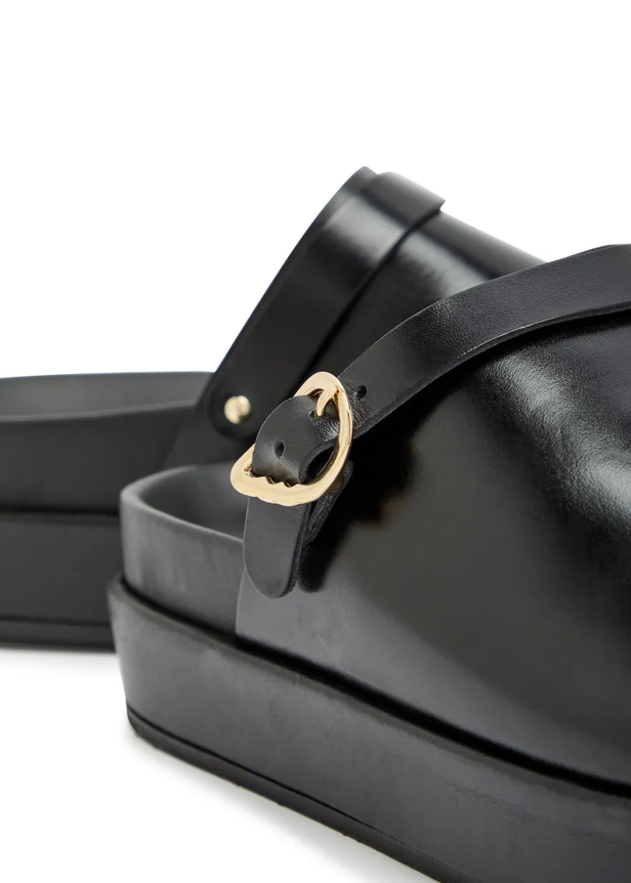Arachova leather flatform sliders