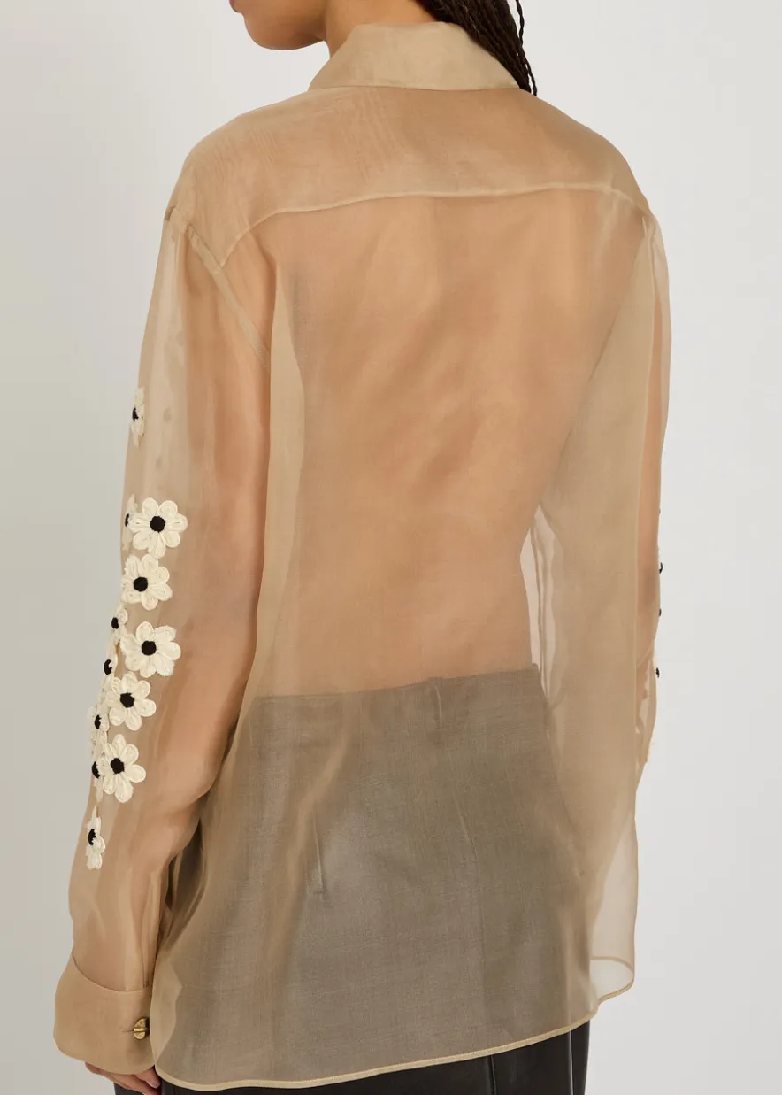 Argo floral-appliquéd silk-chiffon shirt