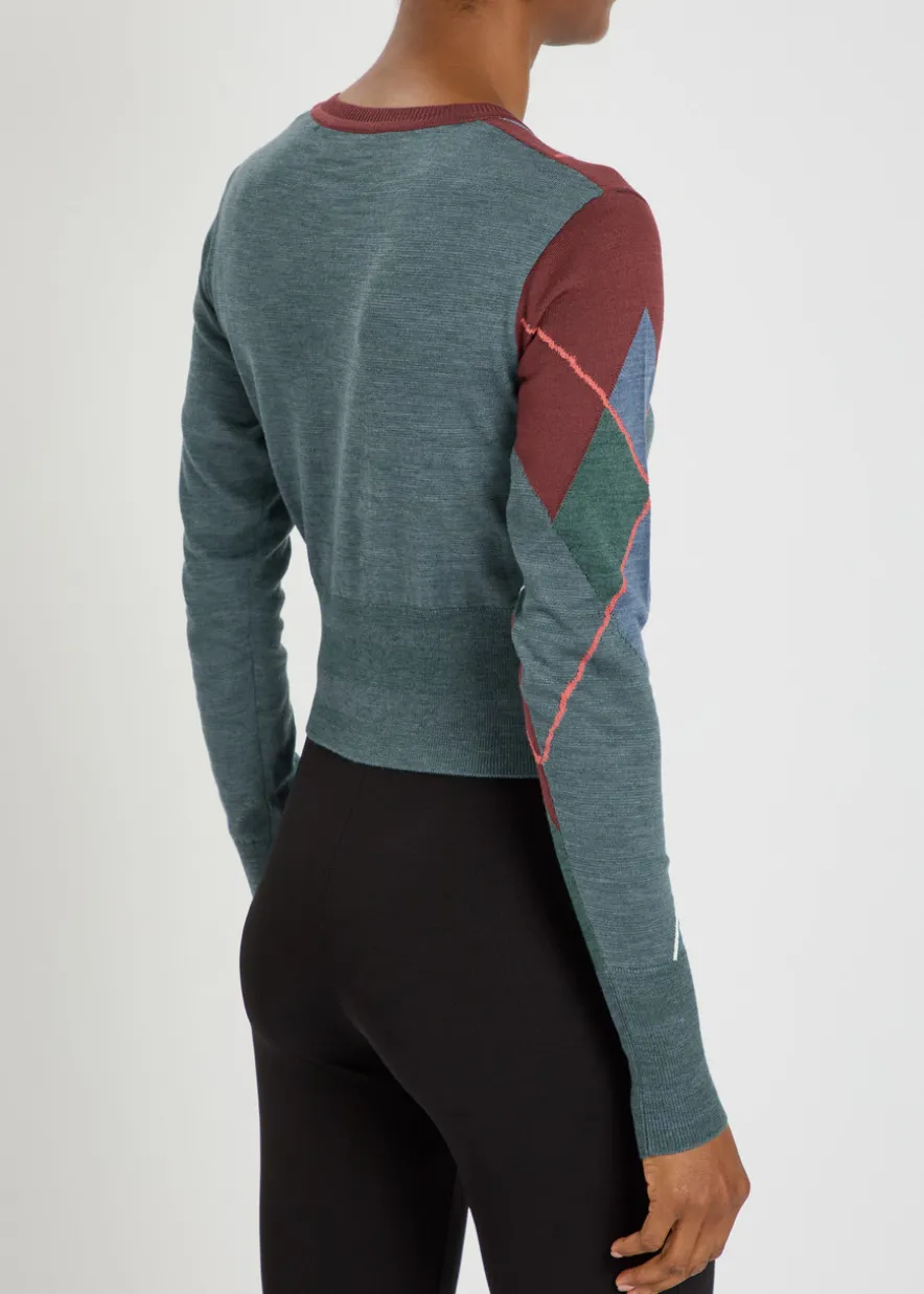 Argyle wool-blend cardigan