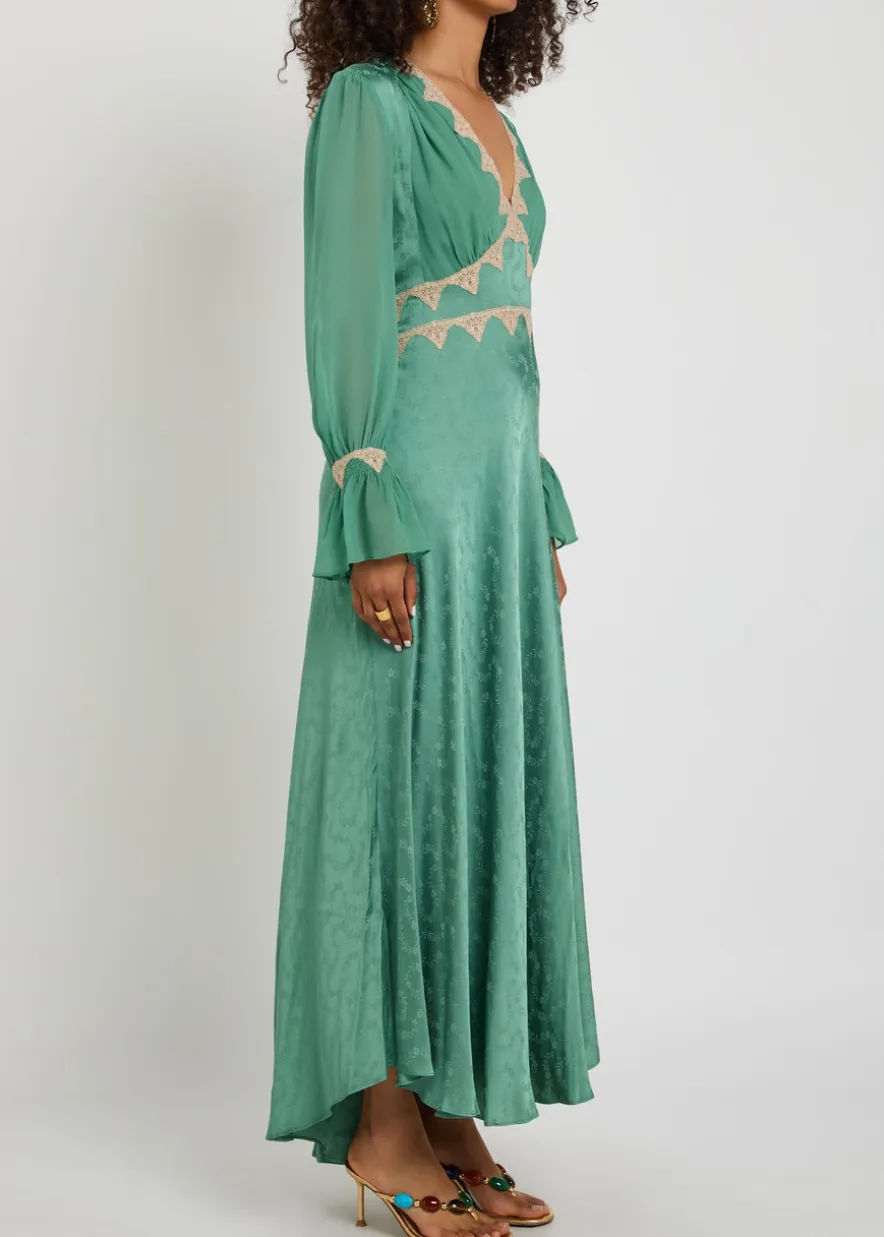Arlena floral-jacquard georgette and satin midi dress