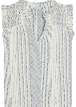 Arlene embroidered linen-blend top