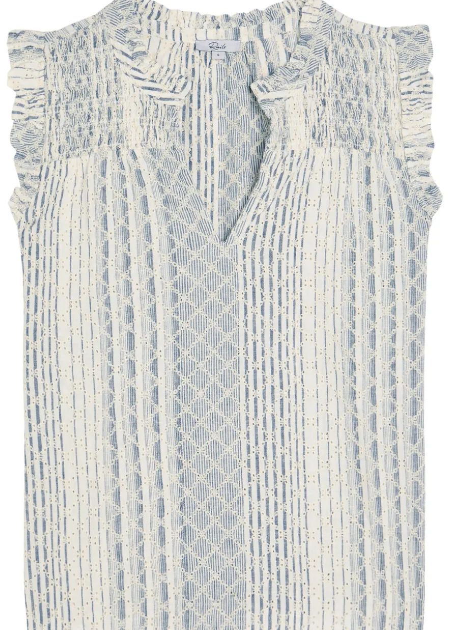 Arlene embroidered linen-blend top