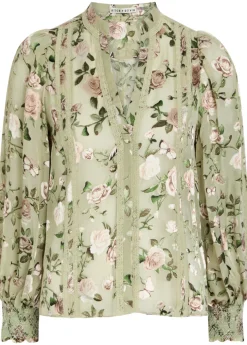 Arlette floral-devoré chiffon blouse