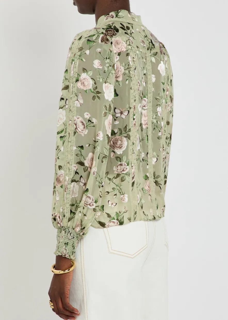 Arlette floral-devoré chiffon blouse