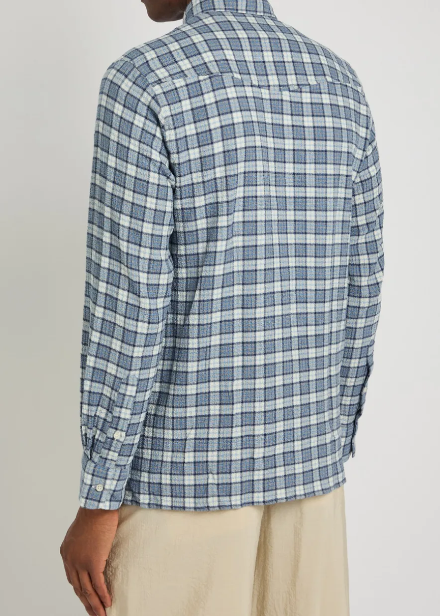 Arsene checked waffle stretch-cotton shirt