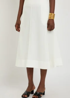 Artin flared cotton-poplin midi skirt