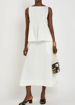 Artin flared cotton-poplin midi skirt