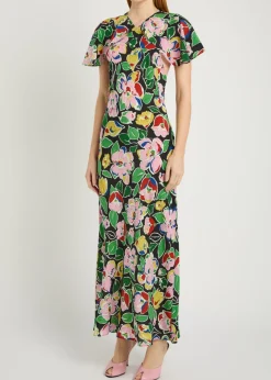 Aryella floral silk midi dress