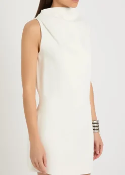 Astor high-neck crepe mini dress