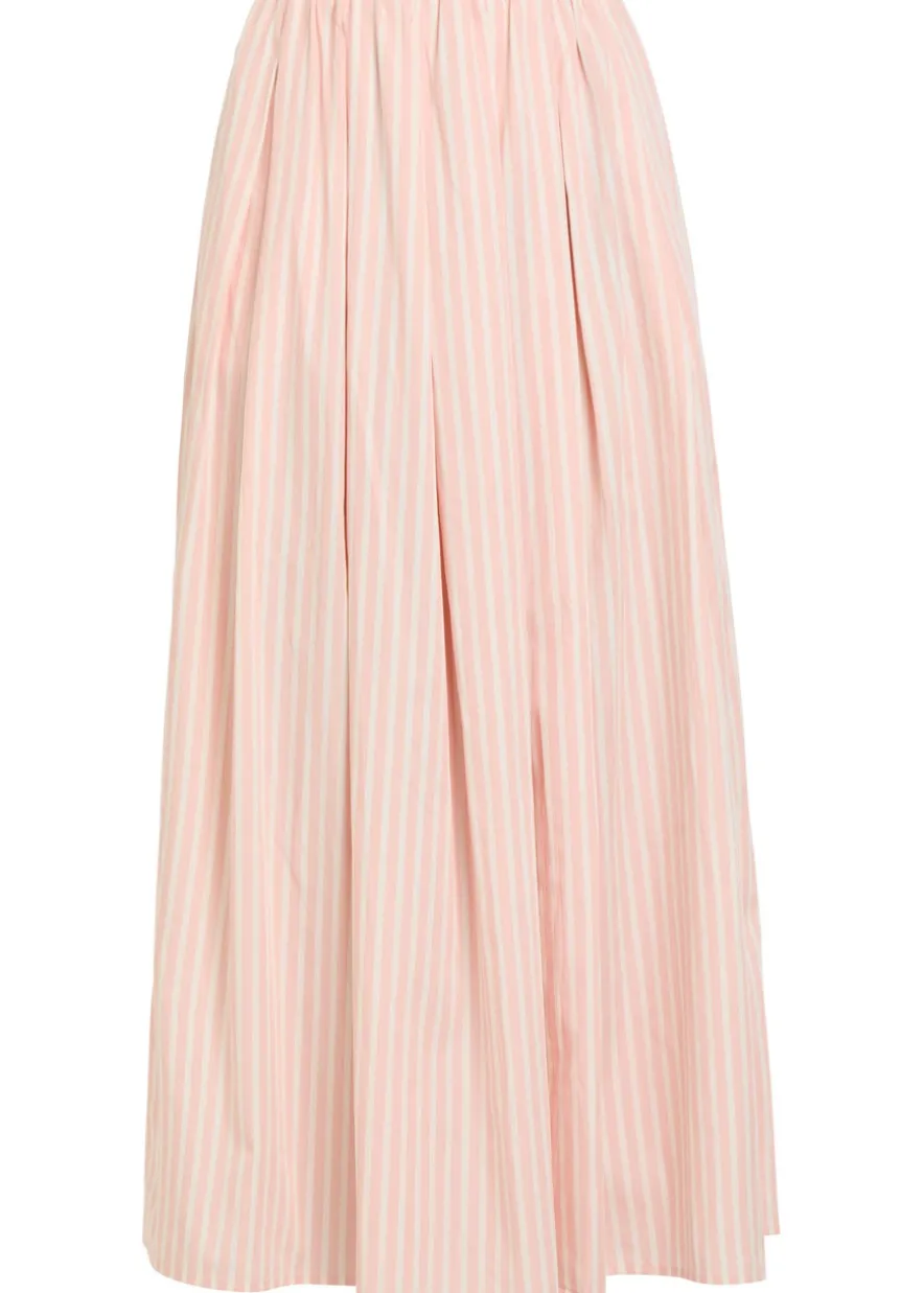 Astrid striped cotton-poplin midi skirt