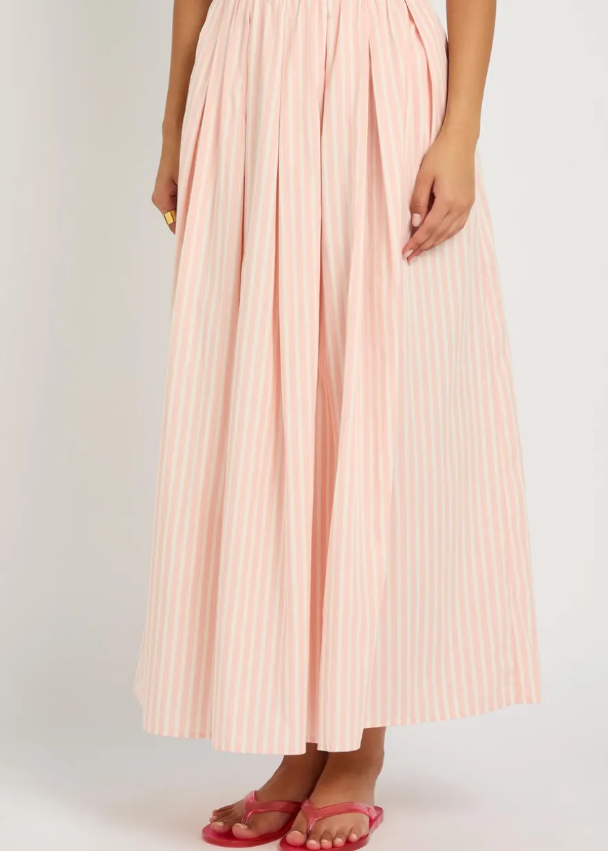 Astrid striped cotton-poplin midi skirt