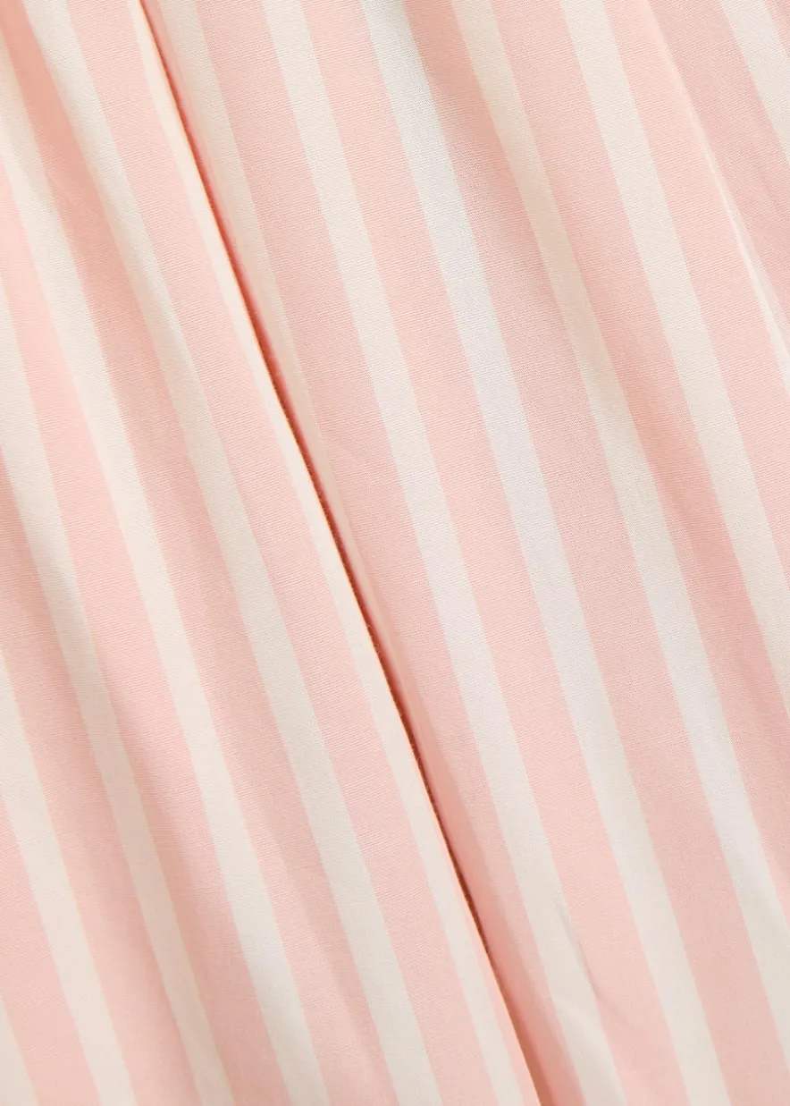 Astrid striped cotton-poplin midi skirt