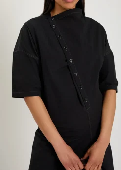 Asymmetric cotton mini dress