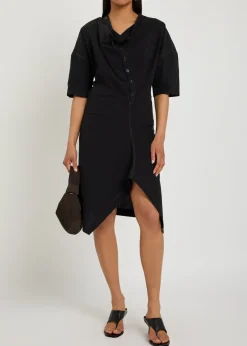 Asymmetric cotton mini dress