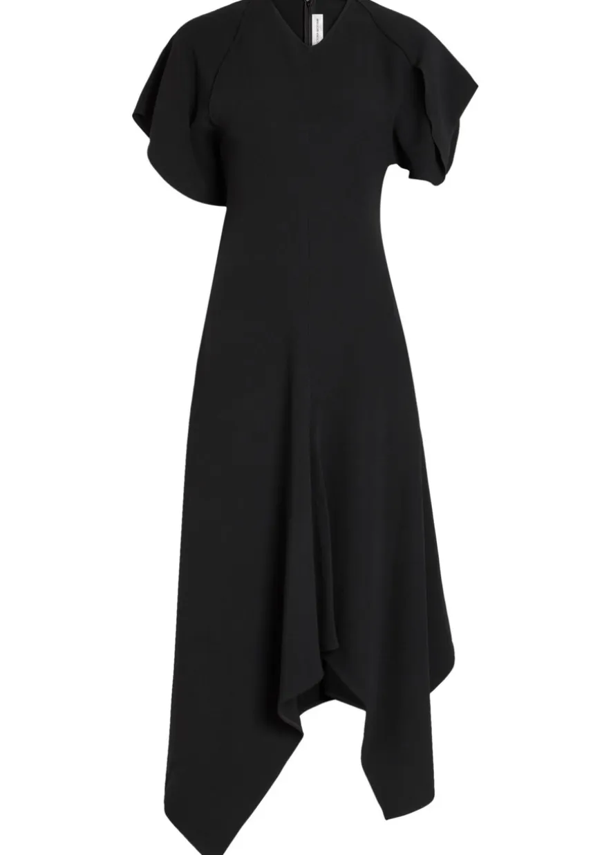 Asymmetric crepe midi dress