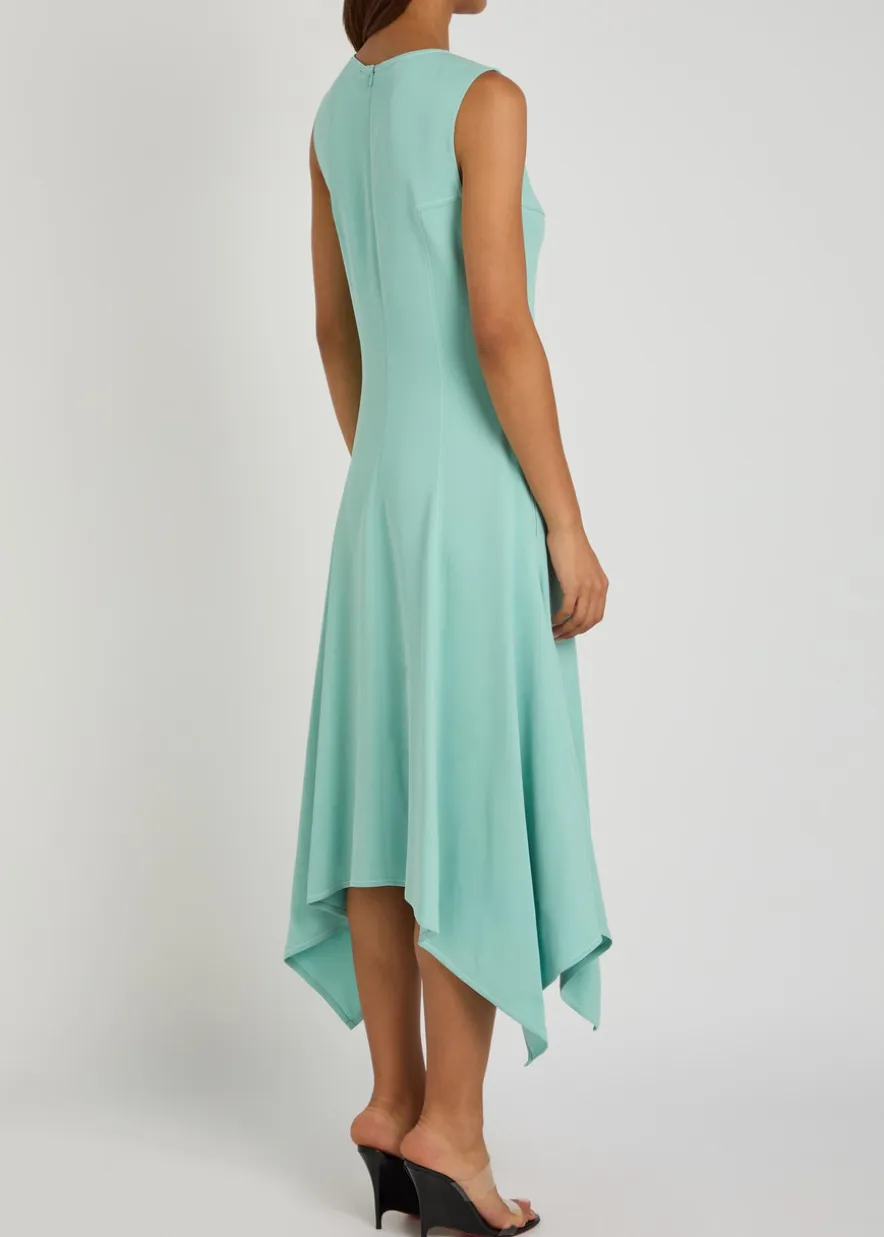 Asymmetric crepe midi dress