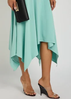 Asymmetric crepe midi dress
