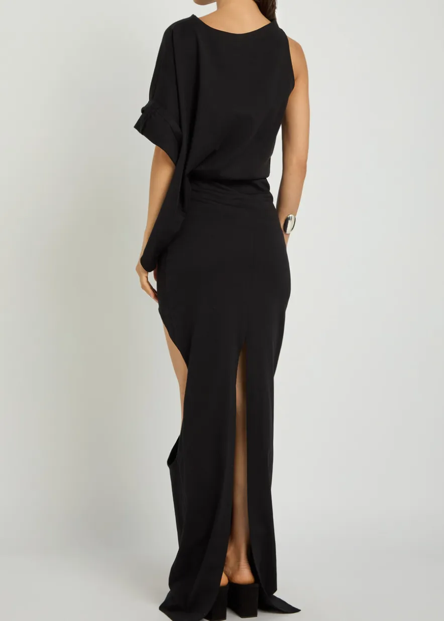 Asymmetric cut-out cotton maxi dress