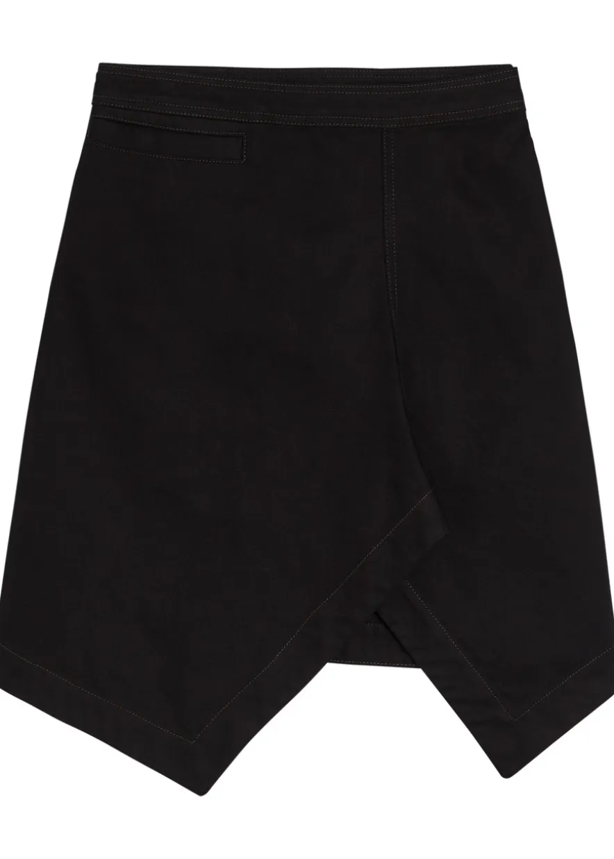 Asymmetric denim mini skirt