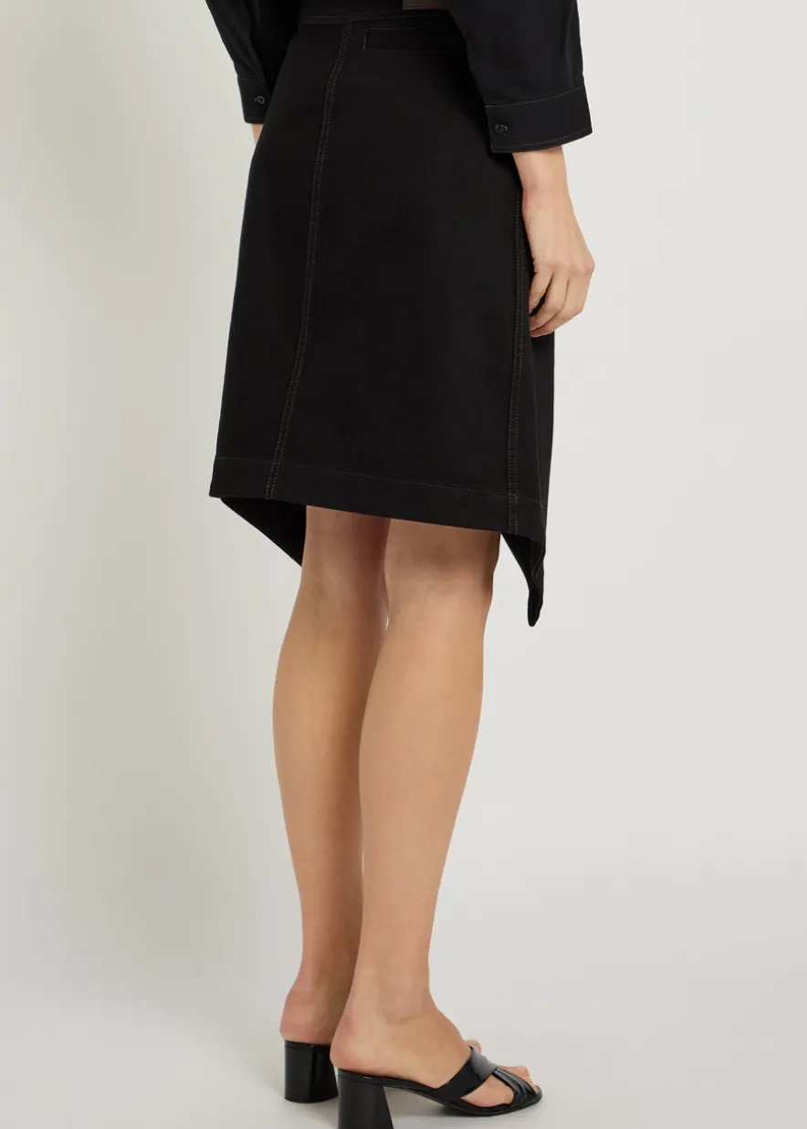 Asymmetric denim mini skirt