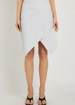 Asymmetric denim mini skirt