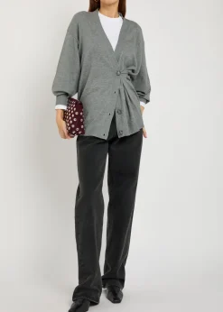 Asymmetric fine-knit cardigan