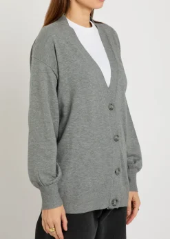 Asymmetric fine-knit cardigan
