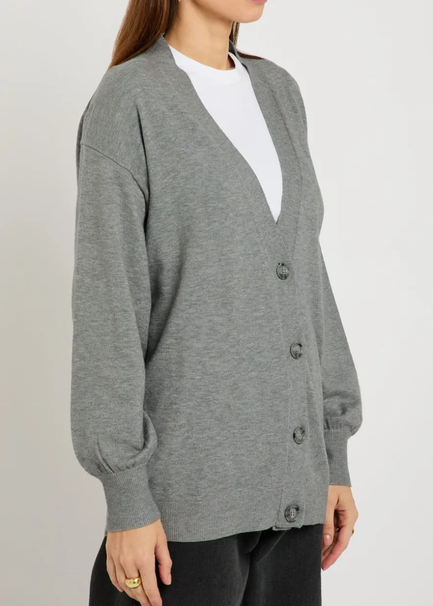 Asymmetric fine-knit cardigan