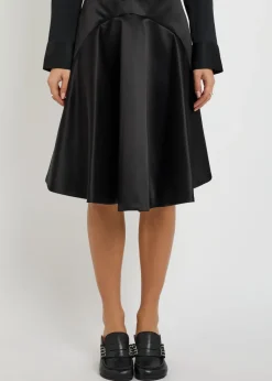 Asymmetric-hem cotton and silk-blend mini skirt
