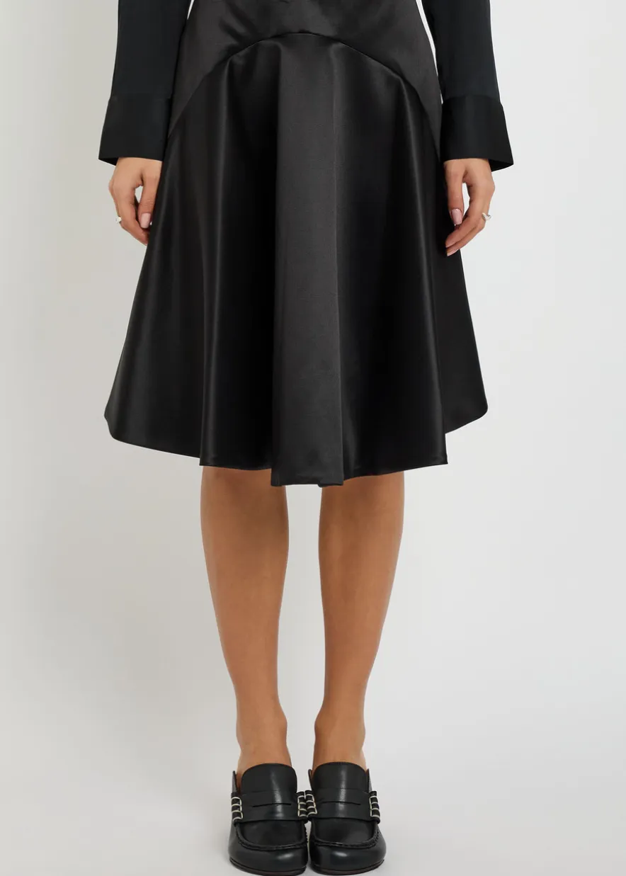 Asymmetric-hem cotton and silk-blend mini skirt