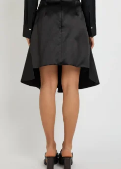 Asymmetric-hem cotton and silk-blend mini skirt