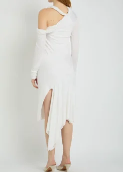 Asymmetric jersey midi dress