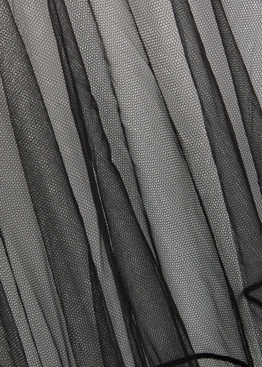 Asymmetric panelled mesh maxi dress