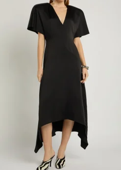 Asymmetric satin midi dress