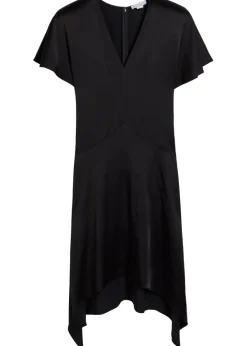 Asymmetric satin midi dress