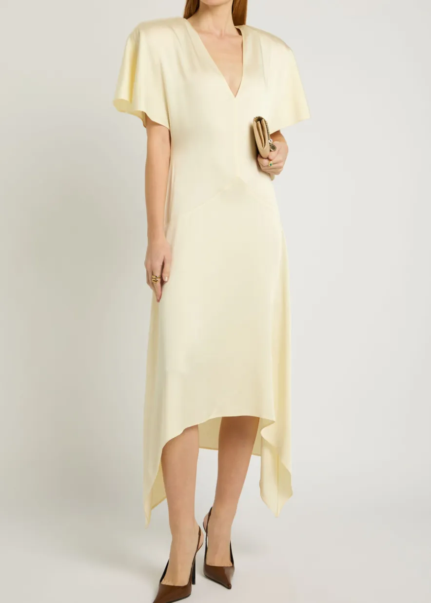 Asymmetric satin midi dress