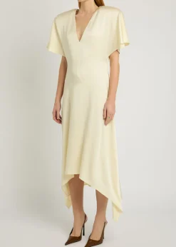 Asymmetric satin midi dress